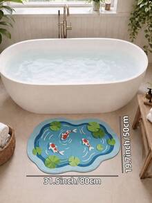 DAJIANG 1PC Lotus Pond & Koi Fish Carpet Area Rug Suitable Bathroom, Outdoor, Indoor, Runner Corridor, Bedroom, Living Room, Beside Throw Rugs Machine Washable Rug, Easy Clean Entryway Mat, Anti-Slip Backing Rugs For Bedroom Decor Bathroom Decor Fall Decor - Multicolor - View 12