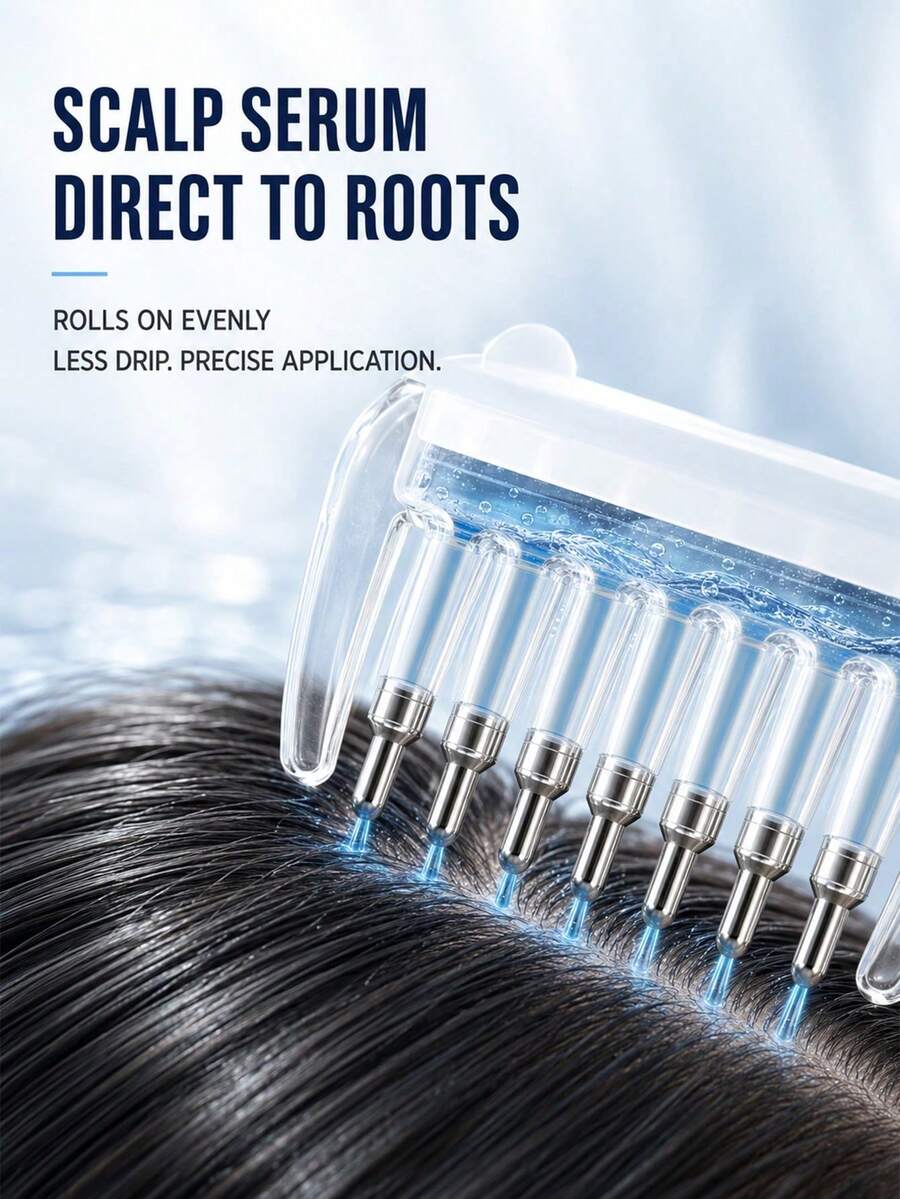 Scalp Hair Oil Applicator Roller Comb | Compact Portable Design 6.3 X 1.77 Inches Unisex Suitable For Hair Roots, Hairline, Home, Travel, Salon, Spa And Daily Care, Travel Bottle Set - View 1