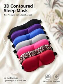 4 Styles Available, 3D Embossed Zero Pressure Blackout Design, Breathable Skin-Friendly Fabric, Adjustable Elastic Strap, Full Blackout, Suitable For Napping, Travel, Yoga, Home Use, Vintage Style - Multicolor - View 8