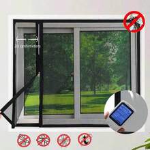 Black Mesh Screen With Black Edge Left-Side Zipper, Fine Mesh Strong Mosquito & Insect Protection, Zipper Opening For Ventilation, Home Use - Black Mesh With Black Trim, Left-opening Zipper. - View 1