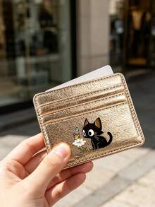 Credit Card Holder Small Wallet Women, Black Cat Leave,Coin Wallet Portable Card ID Card,Slim Pocket,Large Capacity,Birthday, Anniversary, Couples - Multicolor - View 3