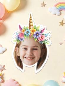 UNICCUT 24/48pcs Customized Unicorn Party Headbands With Photo Stickers, Personalized Face Photo Label Stickers, Birthday Party Decoration, Self-Adhesive - Multicolor - View 10
