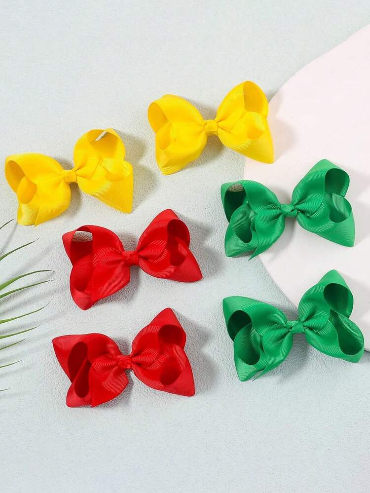 20Pcs Random Colors Cute Hair Bows Hair Clips Grosgrain Ribbon Bow Hair Clips Hair Barrettes Hair Accessories For Girls Daily Wear - Multicolor - View 5