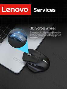 Lenovo Mouse Nirkabel, Mouse Isi Ulang Mode Ganda, Koneksi 2.4G/BT, Mouse Gaming Ergonomis, Bahan Ramah Kulit, Genggaman Nyaman, Serbaguna untuk Kantor, Rumah, Gaming, Kompatibel dengan Berbagai Perangkat, Daya Tahan Baterai Lama - Hitam - View 8