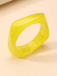 1pc/4pcs Girls Asymmetrical Wide Cuff Bracelet, Macaron Colorful Resin & Metal Mixed Geometric Open Bangle Accessory - Multicolor - View 14