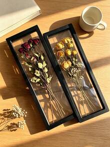 2/1pc Dried Rose Flower Preservation Frame, Desktop Display Stand, Transparent Flower Holder, DIY Dried Flower Rack, Suitable For Home And Office Decor, Valentine's Day, New Year, Mother's Day Gift, Necklace Packaging Box, Jewelry Storage Box - Multicolor - View 1