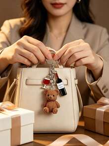 Teddy Bear Keychain, Coffee Bean Beverage Accessory Decor, Bag Charm, Y2K Backpack Pendant, Keychain Accessory, Also Suitable For Gym, Classroom, Matching Games, Daily Use And As A Gift; Fashionable Women's Accessory, Ideal Gift For Christmas, Valentine's Day, Birthday And Back To School Season - Multicolor - View 7