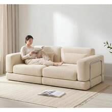 Owii Sofá Cama Doble 180cm con Espuma Viscoelástica - Sofá Modular Convertible 2 Plazas, Diseño Compacto para Salón - Beis - Ver 7