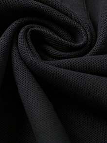 Men's Solid Black Knit Fabric Long Sleeve Polo Shirt With Turn-Down Collar, Soft And Comfortable Casual Basic Style - Black - View 6