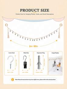 Multi-Functional Hand- Doll Storage Lanyard Set With 20 Clips And 2 Hooks, Featuring Wooden Rings And Metal Clips, Plush Display Chain, Sturdy And Durable Space-Saving Closet Organizer Hanging Accessory - Regular Model - View 5