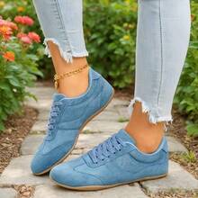 NOBLEARL Women's Spring/Autumn New German Sports Shoes, Round Toe Low-Top Casual Sneakers, Flat Sole, Comfortable, Versatile, Fashionable, Suitable For All Seasons - Dark Blue - View 9