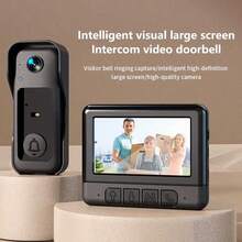 No WiFi 2.4G Wireless Video Doorbell With 4.3 Inch Display, Drill-Free Installation, Two-Way Intercom Kit, Auto-Save Visitor Photos, Night Vision, Suitable For Apartment Rental - View 1