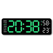 USB Powered 9 Inch Large Digital Wall Clock Temperature Humidity Week Display 4 Level Manual Brightness Adjustment Auto Dimmable Snooze Table Clock 12/24H Electronic LED Alarm Clock ---Without Battery And Plug - one-size - View 17