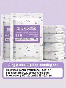 Disposable Double-Width Extra-Thick 4-Piece Bedding Set For Hotel Stays, Disposable Bed Sheets And Pillowcases, Travel Essential - Multicolor - View 10