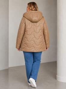 Autumn Jacket With A Detachable Hood, Straight Cut, Length Below The Hips. - Khaki - View 2