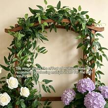 3 Packs Artificial Vines Faux Hanging Greenery Vines Green Leaf Garland Suitable For Garden Wedding Backdrops Party Home Decor Indoor Outdoor Window Box Planters Spring And Summer Decoration Hotel And Caf Accent Wall - Multicolor - View 4