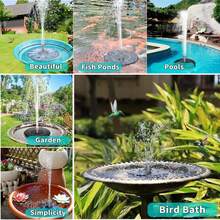 Solar Water Fountain With Lights, Solar Bird Bath Fountain Outdoor, Solar Powered Fountain Pump For Garden Decor, Pool Accessories - Black and White - View 6