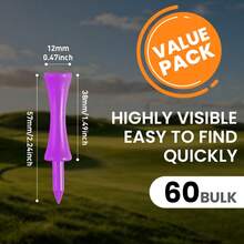 FINGER TEN Plastic Golf Castle Tees Value 30/60 Pack, 2 1/4 Inch Orange/Purple With Step Down Design For Consistent Height - Purple - View 3