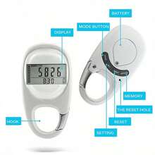 Pedometer 3D Walking Pedometer, Mini Counter, Portable Sports Step Counter With Carabiner Clip, Distance Tracking, Calorie Count, And Activity Time, Suitable For Sports Step Counting, For Men Women - Off-white - View 2