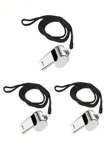 1/3/5pcs Stainless Steel Whistles With Lanyard, Loud And Clear Sound, Suitable For Coaches, Referees And Staff - Multicolor - View 1
