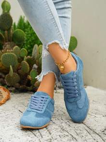 NOBLEARL Women's Spring/Autumn New German Sports Shoes, Round Toe Low-Top Casual Sneakers, Flat Sole, Comfortable, Versatile, Fashionable, Suitable For All Seasons - Dark Blue - View 5
