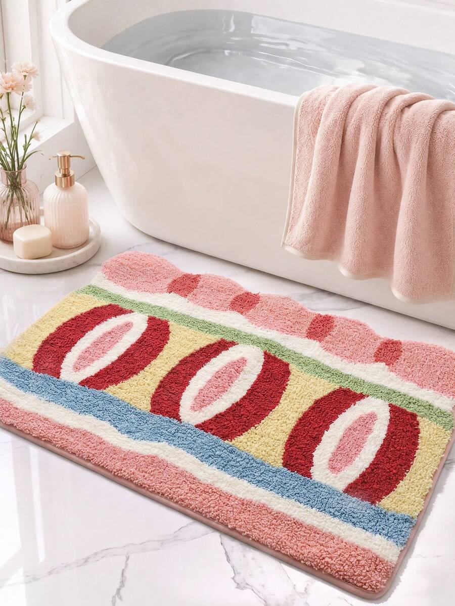 1 buah Keset Kamar Mandi, Bertekstur Lembut, Motif Kue, Alas Anti Selip TPR, Cocok untuk Dapur, Luar Ruangan, Dalam Ruangan, Lorong, Kamar Tidur, Ruang Tamu, Samping Tempat Tidur, Dapat Dicuci dengan Mesin, Mudah Dibersihkan, Keset Dekorasi Kamar Mandi Musim Gugur