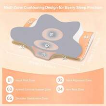 Ergonomic Memory Foam Cervical Pillow For Neck Support, Cervical Neck Pillow For Uncomfortable Relief, Ergonomic Side Sleeper Pillow For Sleeping, Contour Ergonomic Support For Side Back Stomach Sleepers, Sleep Pillow, New Upgrade Cervical Pillow - Two-color Splicing - View 2