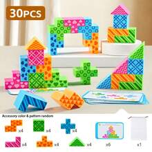 Mainan Puzzle Logika 3D Edukatif, 24 Balok Geometris, 6 Kartu Tantangan, Alat Bantu Mengajar Permainan Menyusun, Mengembangkan Pemikiran Logis dan Keterampilan Motorik Halus, Cocok untuk Pembelajaran Awal Taman Kanak-kanak, Halloween, dan Hadiah Natal. - MultiWarna - View 14