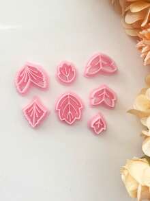 Autumn Leaf Polymer Clay Cutters, Embossed Fall Foliage Molds, Handmade Dangle Earring Charms, DIY Seasonal Jewelry Craft Supplies - Pink - View 10