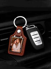 Customized Photo Leather Keychain, Personalized Photo Keychain, Unique Photo Gift For Men, Couple Keychain, Suitable For Valentine's Day, Mother's Day, Birthday, Father's Day, Graduation, Wedding, Keepsake, Housewarming Gift - Multicolor - View 2