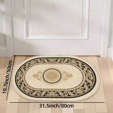1pc Oval Flannel Door Mat, Soft Comfortable Absorbent Non-Slip Machine Washable With Non-Slip Backing, European Floral Scroll Pattern Design, Suitable For Entrance, Living Room, Bedroom, Kitchen, Bathroom, Laundry Room, Patio And Holiday Decor, Multi-Functional Home Floor Mat, Entryway Rug, Kitchen Bathroom Carpet - Multicolor - View 14
