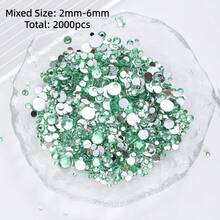 2mm-3mm-4mm-5mm-6mm Mixed Size 1440 Pieces/2000 Pieces/Pack Resin Rhinestone Color Non Heat Fixed Flat Back Adhesive Flash Foaming Rhinestone Jelly Beads For Mugs, Bottles, Rollers, Phone Cases, Handmade DIY Jewelry Accessories - Mixed Size - View 32