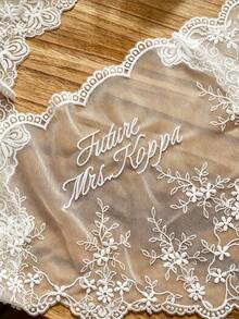 Personalized Lace Bridal Headscarf, Custom Embroidered Wedding Head Scarf, Bachelorette Party Favors, Bride Gift - Multicolor - View 6