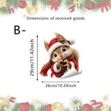1/3pcs Cute Christmas Squirrel, Rabbit And Reindeer Window Stickers, Double-Sided Visible PVC Static Cling Glass Decals, Suitable For Winter Christmas Holiday Store And Home Decor - Multicolor - View 12