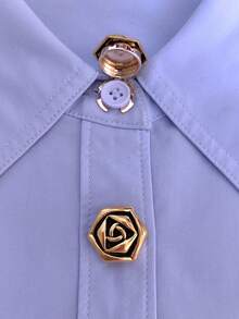 1pc / 2pcs Elegant Floral Design Button Covers, No-Sew Shirt Button Covers, Decorative Buttons, Fashion Crystal Cufflinks - Gold - View 3