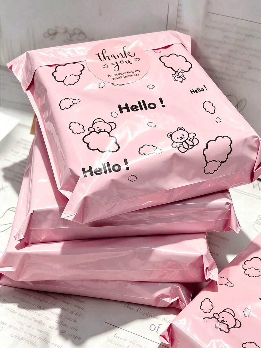 10/20pcs Pink Self-Adhesive Envelopes/Shipping Bags, Multi-Size Waterproof Mailing Envelopes, Thickened Plastic Packaging Bags, Leak-Proof & Tear-Resistant, Multi-Purpose Minimalist Packaging Bags, Suitable For Office, Clothing Packaging Backs