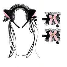 Cat Ears And Tail, Wolf Fox Ears Long Tail And Bell Lace Choker Set For Halloween, Animal Cosplay Party Costume - Multicolor - View 15