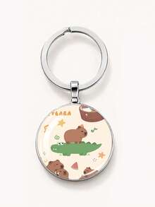 Kingsung Capybara Series Glass Pendant Keychain, Creative Accessory, Simple And Neutral Style. Suitable For Car Key Accessories, Backpack Accessories, And Bag Hooks. The Perfect Gift For Bridesmaids, Groomsmen, And Couples Is An Excellent Holiday Souvenir. - One Size - View 11