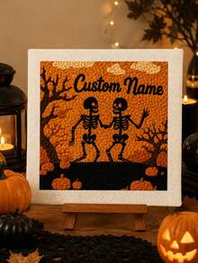 1pc DIY Punch Needle Embroidery Kit, Customized Yarn Embroidery Wall Art, Handmade Tufted Canvas Painting, Personalized Craft, Halloween Skeleton Decor, Creative Room Decoration, Unique Handmade Gift, DIY Craft Project, Birthday Gift - Multicolor - View 5