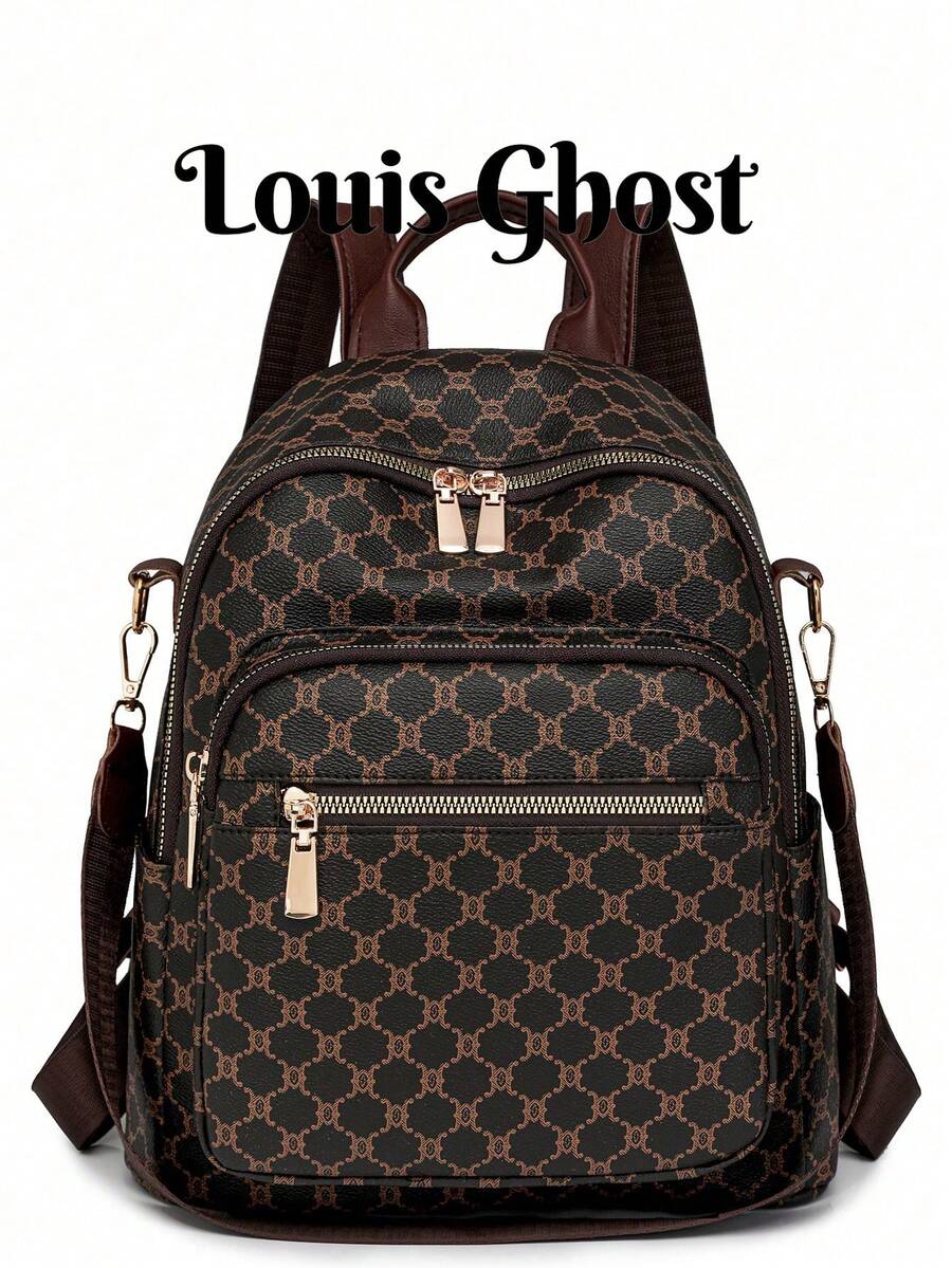 Women's Retro Backpack, New Fashion Versatile PU Plaid Student Shoulder Bag Travel Bag, Back To School