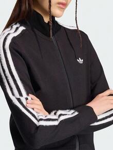 Adidas Originals Women's Zipper Striped Colorblock Long Sleeve Sports Jacket - Black - View 5
