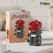 DIY Flower Camera Micro Particle Building Blocks Toy, Creative Desktop Decor Assembly Blocks, Holiday Gift For Adults And Children, Suitable For Kids 6 Years Old And Above - Flower Camera - View 15