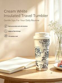Miniso Fresh Cartoon Outdoor Home Supplies Portable Hanging Rope Water Bottle Large Capacity Insulated Cup Cute Style Student School Use Suitable For Cup Holder, Insulated Cup, Rubber Base, Unisex Gift - White - View 2