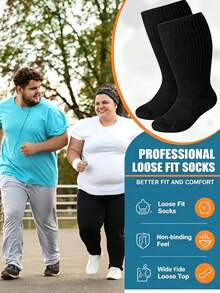 4 Pairs Unisex Loose Non-Binding Socks, Loose Fit, Suitable For Swollen Feet | Plus Size Extra Long Comfortable Sensitive Foot Socks, Elderly Socks, Obese People Socks, No Binding Feeling - View 10
