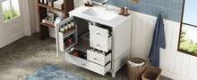 Bathroom Vanity Made Of Wood With Storage With Drawers Freestanding White - White - View 11