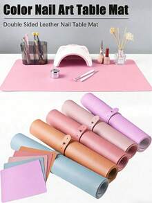 1pc Fiber Leather Nail Art Desk Mat, Colorful Foldable Nail Art Hand Rest Pad, Suitable For Nail Art Armrest Pad, Soft Microfiber Leather Nail Art Mat, Waterproof Stain-Resistant Exquisite Practical Armrest Pad. - Multicolor - View 1