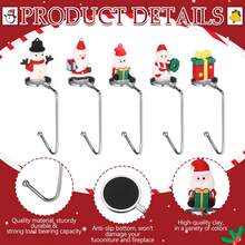 Christmas Stocking Rack Fireplace Hook Non-Slip CZ Christmas Stocking Rack Adjustable Fireplace Stocking Rack Snowman Santa Claus Gift Stocking Clip Set Fireplace Christmas Party Decoration - Multicolor - View 6
