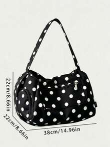 Aksesori Dekorasi Multi-Saku Motif Polkadot, Penyimpanan Multi-Kompartemen Kapasitas Besar dengan Penutup Resleting, Cocok untuk Pelajar, Pekerja Kantoran, Perjalanan Harian, Sekolah, Belanja, Perjalanan, Perjalanan Singkat, Penggunaan Serbaguna - Hitam - View 2