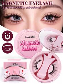MAANGE 1 Pair Cartoon Magnetic False Eyelashes, Cat Eye Strip Lashes, Portable & Natural & Realistic, Reusable, Strong Magnetic Adhesion, No Glue Or Makeup Remover Needed, Create Natural Lengthening, Curling & Eye-Enlarging Effect, Travel Essential, Gift For Women - Multicolor - View 3
