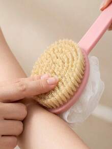 Long Handle Bath Brush, Suitable For Back Scrubbing And Shower Cleaning, 2-In-1 Bath Brush, Long Handle Soft Bristle Brush Head, Suitable For Back Cleaning And Body Cleaning, Long Handle Bath Brush (Do Not Use This Product Violently) - Multi-color - View 4